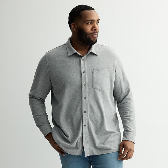 Big & Tall Sonoma Goods For Life® Long Sleeve Pique Button-Up Shirt