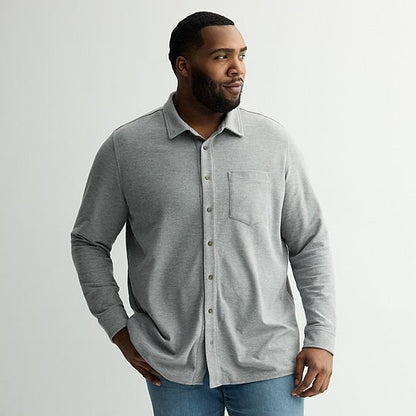 Big & Tall Sonoma Goods For Life® Long Sleeve Pique Button-Up Shirt