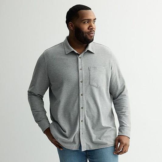 Big & Tall Sonoma Goods For Life® Long Sleeve Pique Button-Up Shirt