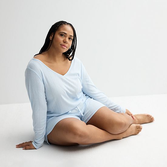 Plus Size Sonoma Goods For Life® Pointelle Sleep Shorts