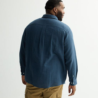 Big & Tall Sonoma Goods For Life® Perfect Length Long Sleeve Double Weave Shirt