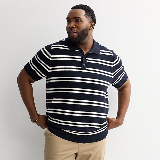 Big & Tall Sonoma Goods For Life® Short Sleeve Nautical Sweater Polo