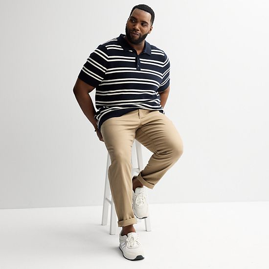 Big & Tall Sonoma Goods For Life® Short Sleeve Nautical Sweater Polo