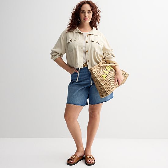 Plus Size Sonoma Goods For Life® Cropped Summer Button Front Jacket