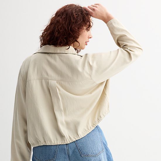 Plus Size Sonoma Goods For Life® Cropped Summer Button Front Jacket