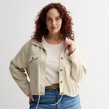 Plus Size Sonoma Goods For Life® Cropped Summer Button Front Jacket