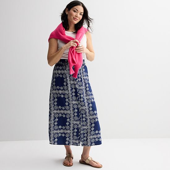 Women's Sonoma Goods For Life® Button-Front Midi Skirt
