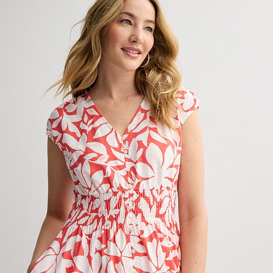 Petite Sonoma Goods For Life® Smock Button Midi Dress