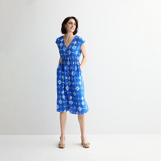 Petite Sonoma Goods For Life® Smock Button Midi Dress