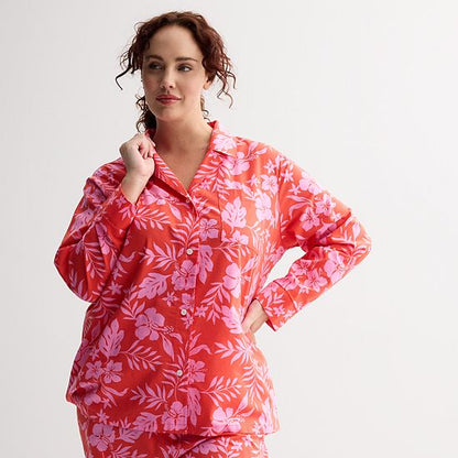 Plus Size Sonoma Goods For Life® Woven Separates Notch Boy Friend Sleep Shirt
