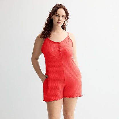 Plus Size Sonoma Goods For Life® Elevated Rib Pajama Romper