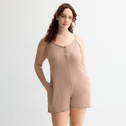 Plus Size Sonoma Goods For Life® Elevated Rib Pajama Romper