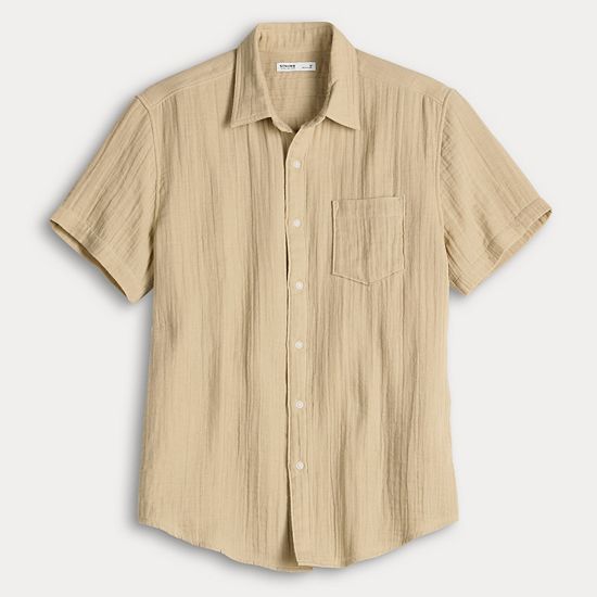 Men's Sonoma Goods For Life® Short Sleeve Perfect Length Double Weave Shirt