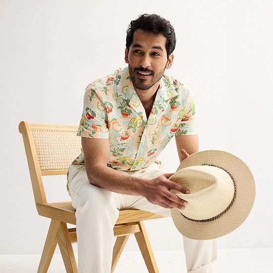 Big & Tall Sonoma Goods For Life® Short Sleeve Vacation Button-Down Shirt