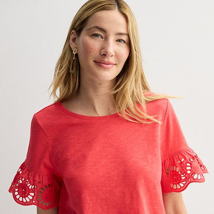 Petite Sonoma Goods For Life® Eyelet Flutter Sleeve Tee