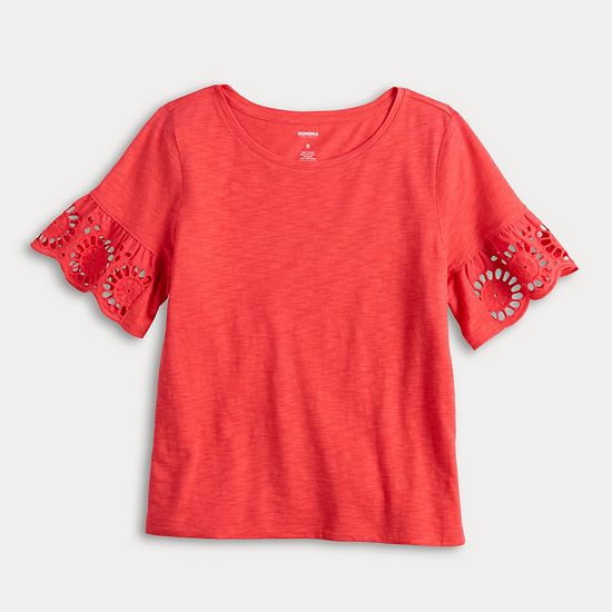 Petite Sonoma Goods For Life® Eyelet Flutter Sleeve Tee
