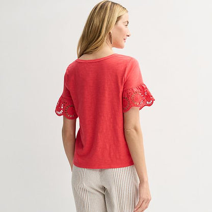 Petite Sonoma Goods For Life® Eyelet Flutter Sleeve Tee