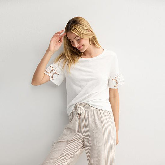 Petite Sonoma Goods For Life® Eyelet Flutter Sleeve Tee
