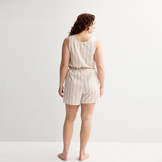 Plus Size Sonoma Goods For Life® Linen Like Woven Pajama Shorts