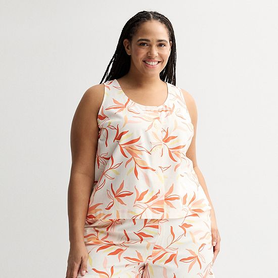 Plus Size Sonoma Goods For Life® Linen Like Woven Sleep Tank Top