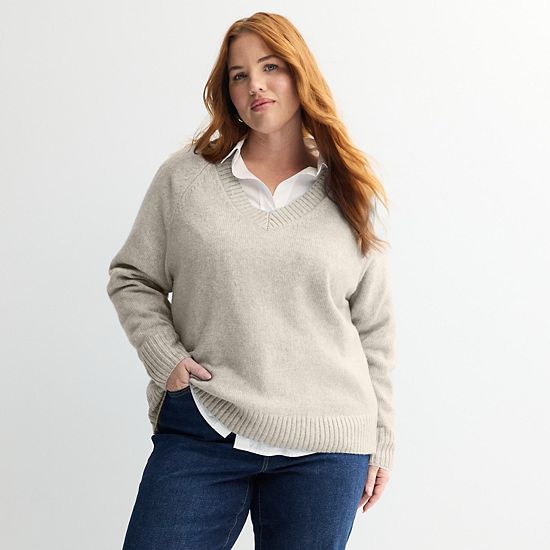 Plus Size Sonoma Goods For Life® V-Neck Pullover Sweater