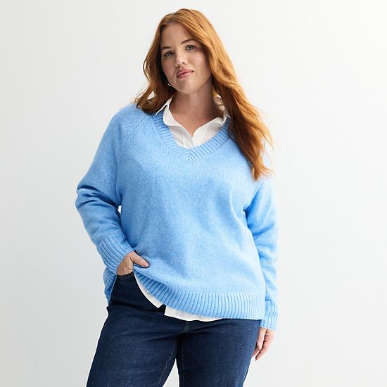 Plus Size Sonoma Goods For Life® V-Neck Pullover Sweater
