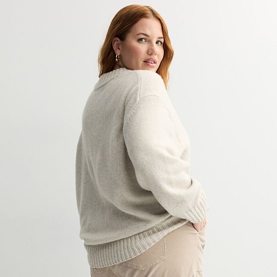 Plus Size Sonoma Goods For Life® Cozy Crew Neck Pullover Sweater