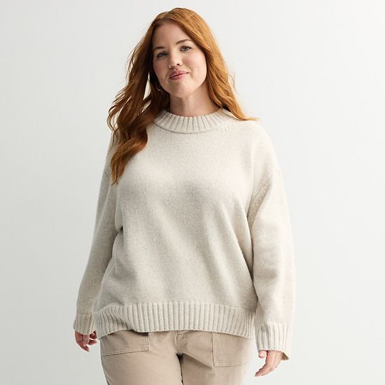 Plus Size Sonoma Goods For Life® Cozy Crew Neck Pullover Sweater