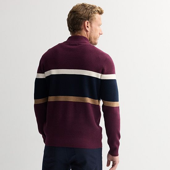 Men's Sonoma Goods For Life® Chest Stripe Quarter-Zip Sweater