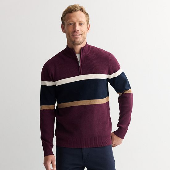 Men's Sonoma Goods For Life® Chest Stripe Quarter-Zip Sweater