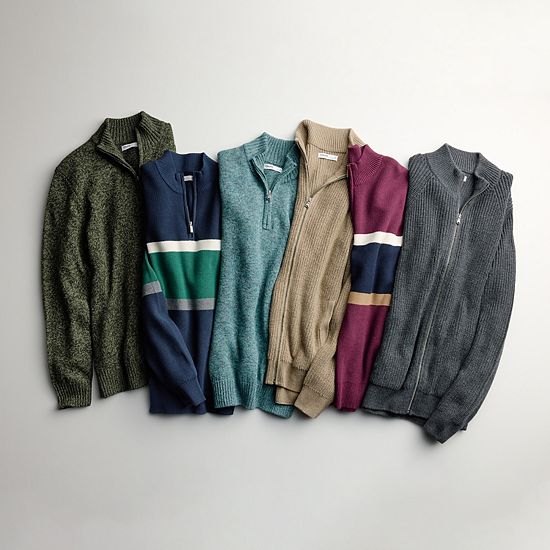 Men's Sonoma Goods For Life® Chest Stripe Quarter-Zip Sweater