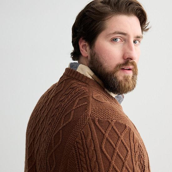 Big & Tall Sonoma Goods For Life® Cable Knit Crewneck Sweater