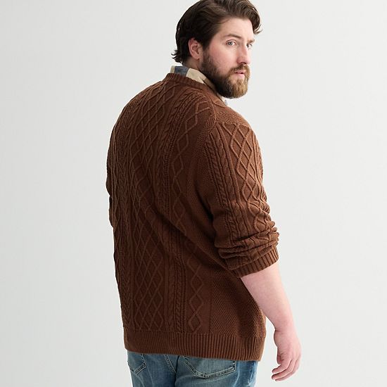 Big & Tall Sonoma Goods For Life® Cable Knit Crewneck Sweater