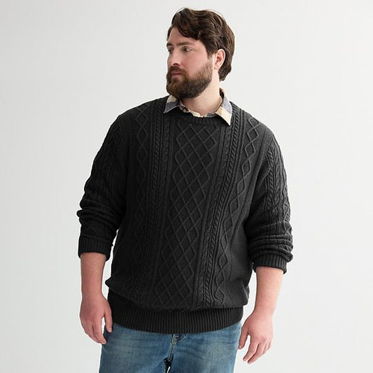 Big & Tall Sonoma Goods For Life® Cable Knit Crewneck Sweater