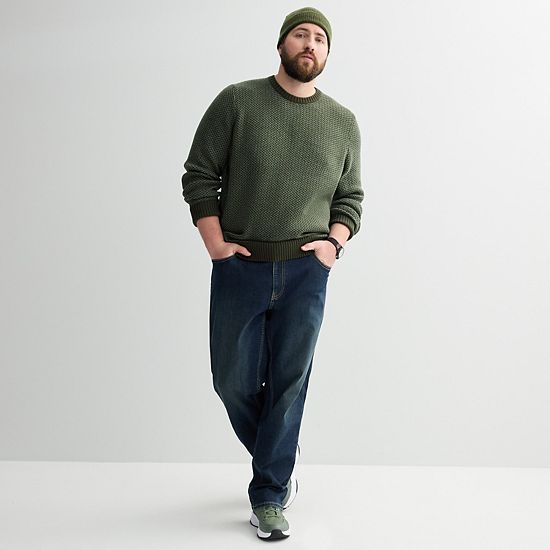 Big & Tall Sonoma Goods For Life® Birdseye Crewneck Sweater
