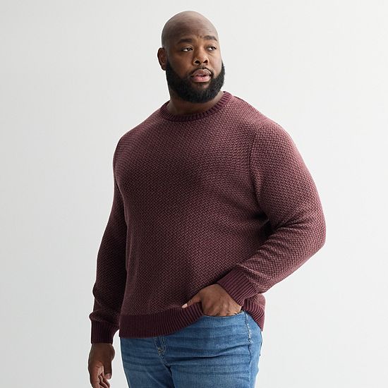 Big & Tall Sonoma Goods For Life® Birdseye Crewneck Sweater