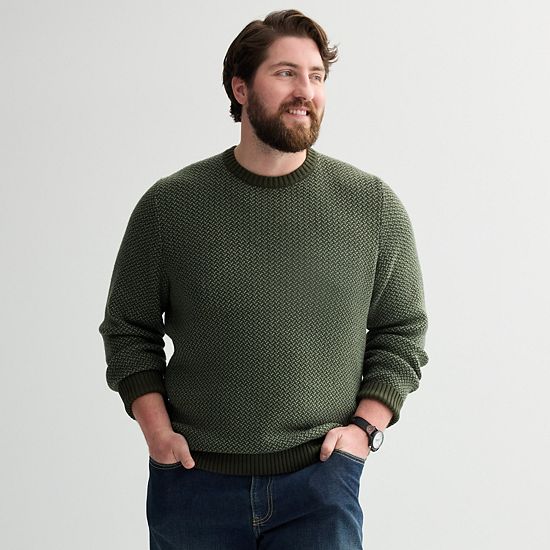 Big & Tall Sonoma Goods For Life® Birdseye Crewneck Sweater