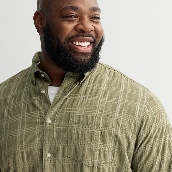 Big & Tall Sonoma Goods For Life® Long Sleeve Perfect Length Corduroy Button Down Shirt