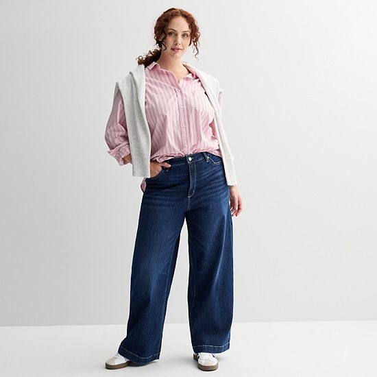 Plus Size Sonoma Goods For Life® Everyday Button Up Long Sleeve Shirt