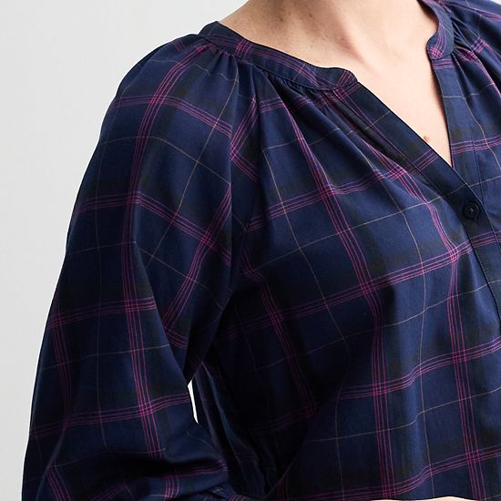 Women's Sonoma Goods For Life® Plaid Button-Through Peasant Top