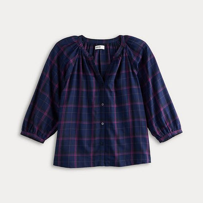 Women's Sonoma Goods For Life® Plaid Button-Through Peasant Top