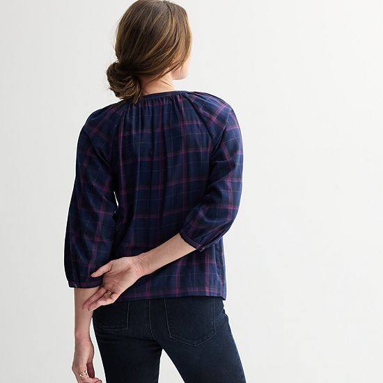 Women's Sonoma Goods For Life® Plaid Button-Through Peasant Top