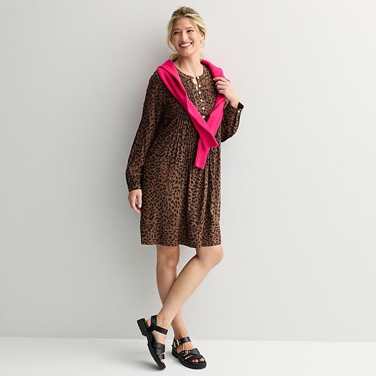 Women's Sonoma Goods For Life® Long Sleeve Pintuck Dress