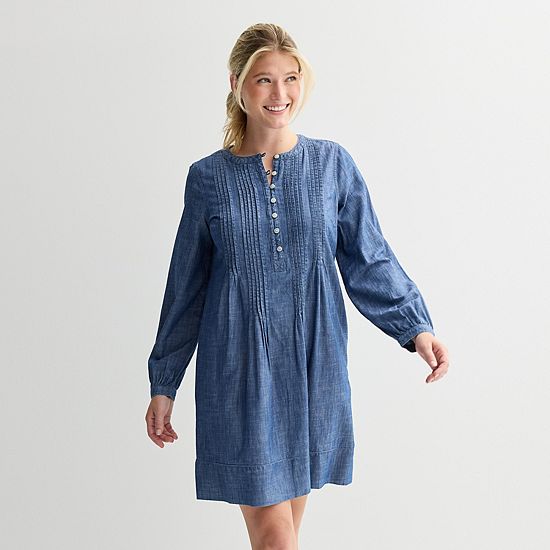 Women's Sonoma Goods For Life® Long Sleeve Pintuck Dress