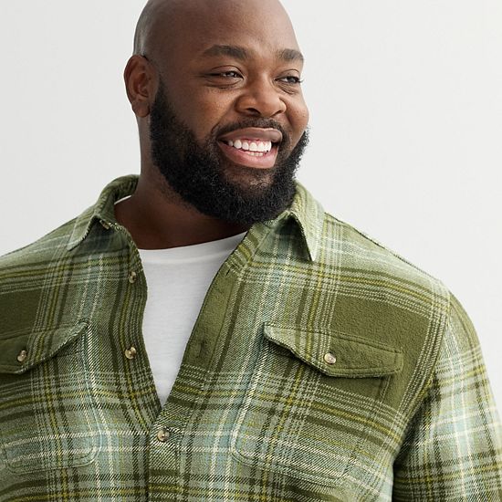 Big & Tall Sonoma Goods For Life® Heavyweight Flannel Long Sleeve Button-Down Shirt