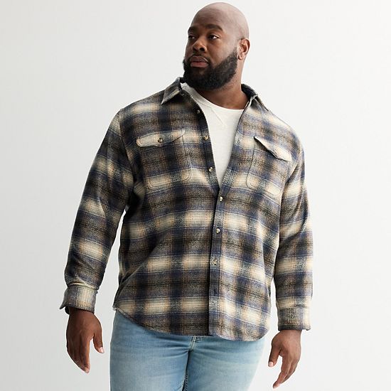 Big & Tall Sonoma Goods For Life® Heavyweight Flannel Long Sleeve Button-Down Shirt