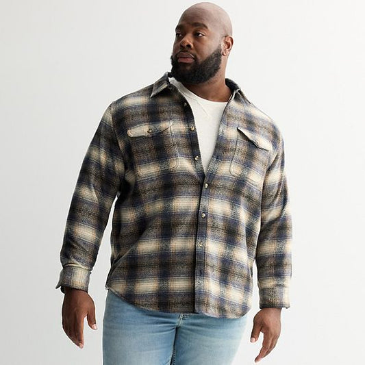 Big & Tall Sonoma Goods For Life® Heavyweight Flannel Long Sleeve Button-Down Shirt