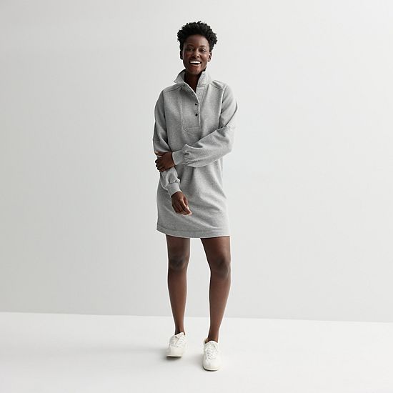 Petite Sonoma Goods For Life® Snap Collar Dolman Sleeve Sweatshirt Dress