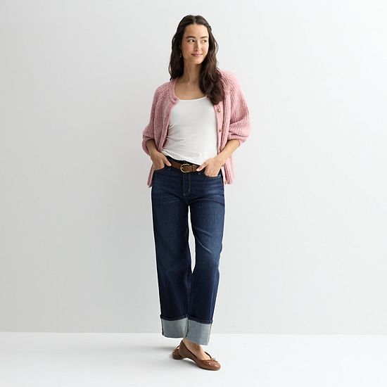 Women's Sonoma Goods For Life® High Rise Wide Leg Cuff Jeans