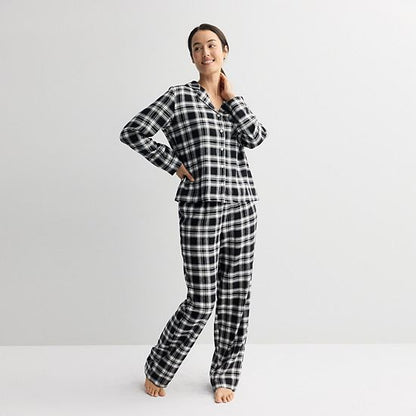 Women's Sonoma Goods For Life® 2-pc. Flannel Notch Pajama Top & Pajama Bottoms Set